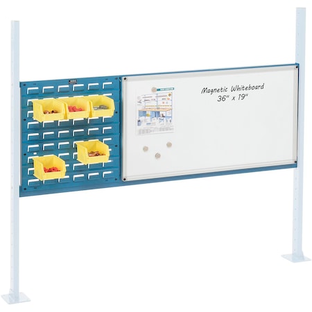 Global Industrial 18in Louver & 36in Whiteboard Panel Kit, 60inW, Blue 319177BL